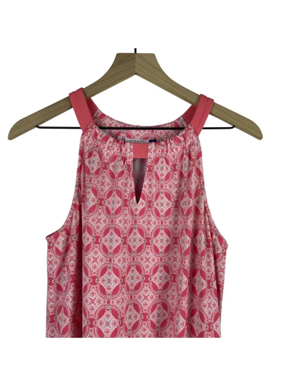 Cabana Life Sleeveless Pink & Teal Patterned Dress With Keyhole Detail small - Picture 2 of 9